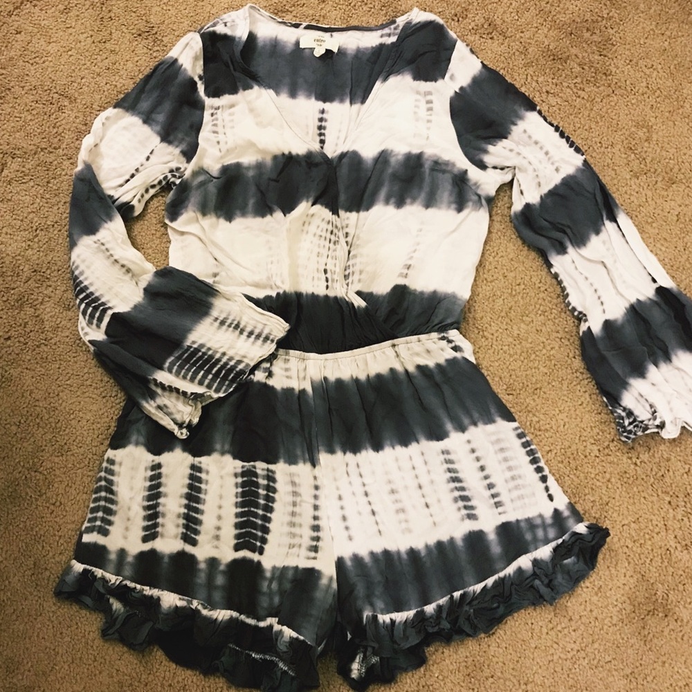 Tie dye romper with long bell sleeves
